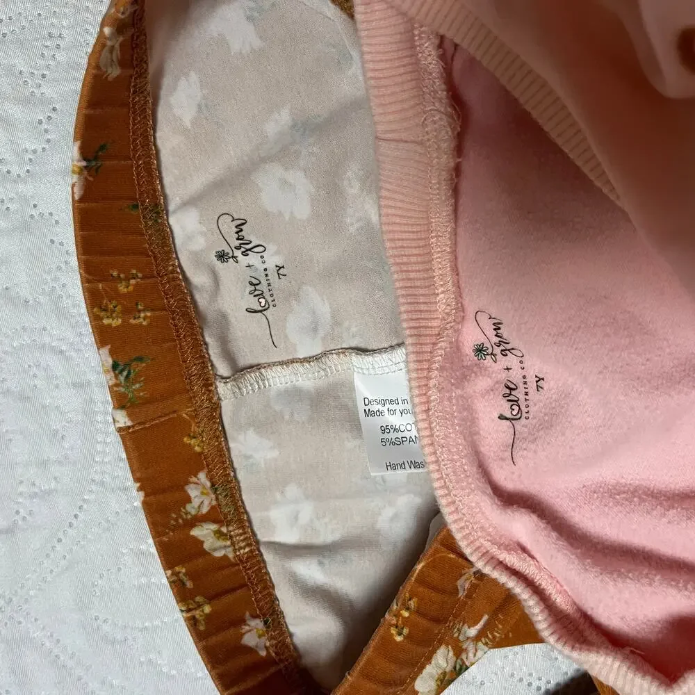 Love & Grow Heart Sweatshirt Fall Floral Set Size 7
